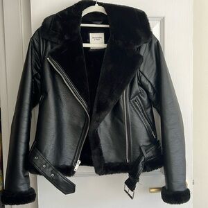 Abercrombie & Fitch vegan leather aviator jacket